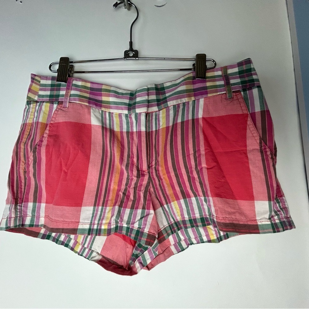 J. Crew Pink Plaid Chino Shorts 6.